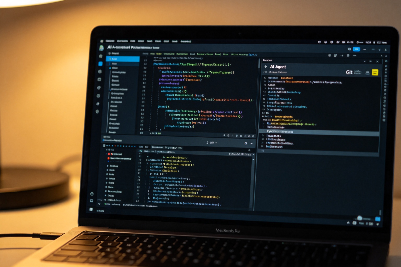 AI-assisted programming on a laptop screen