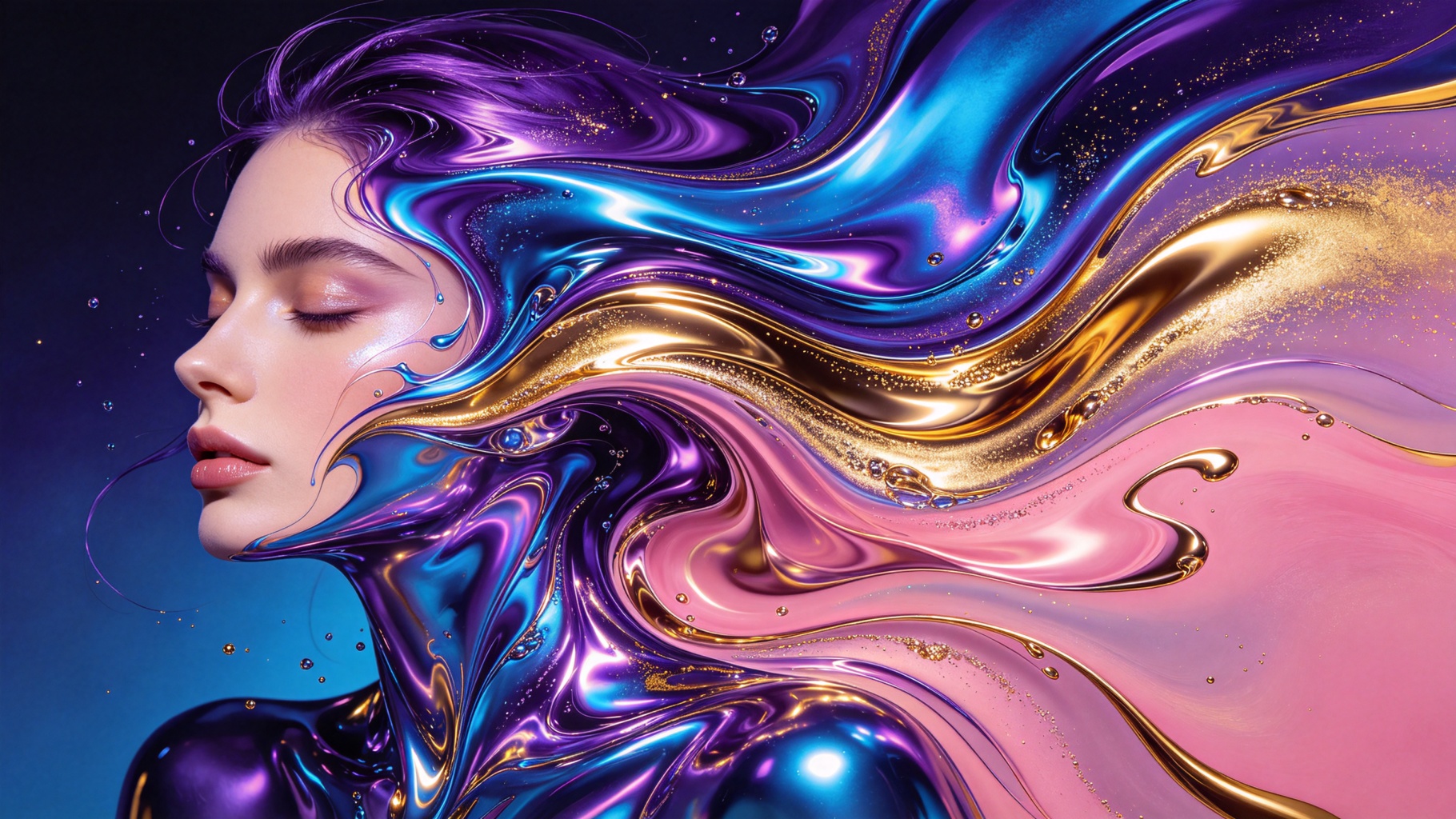 Abstract Fluid Art Portrait