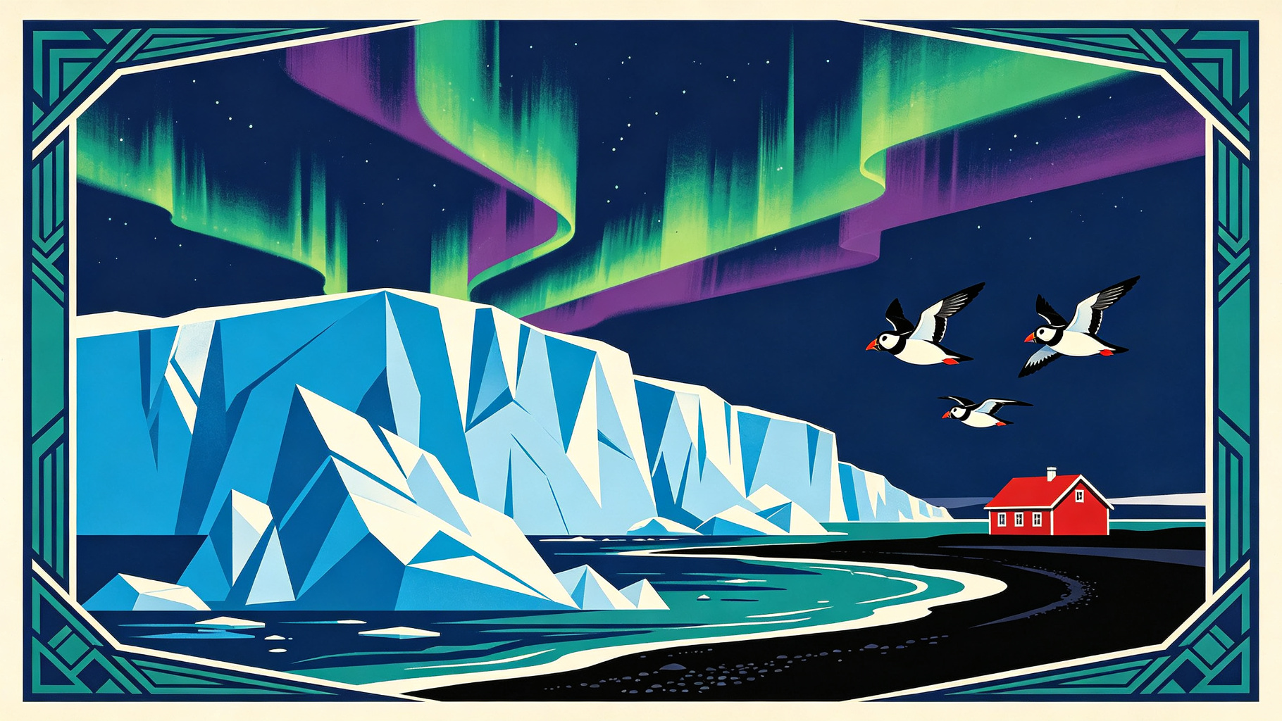 Vintage Travel Poster Iceland