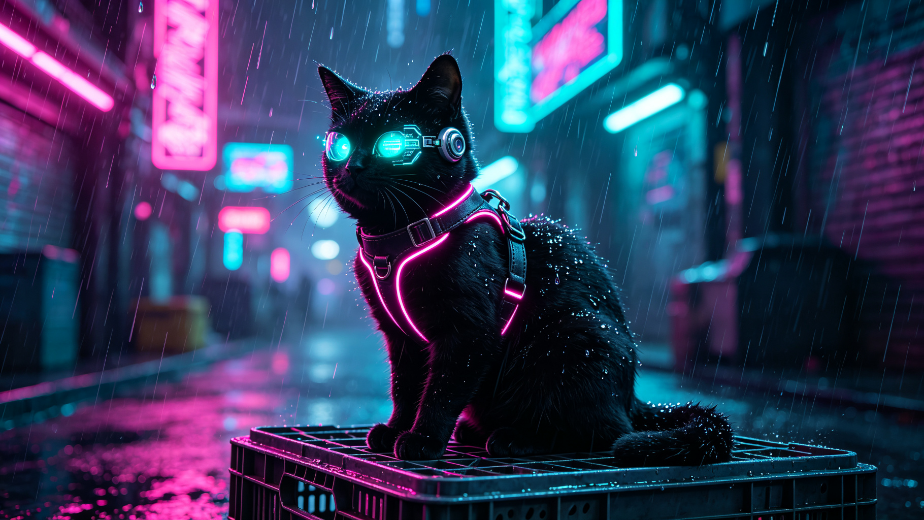 Cyberpunk Cat Portrait