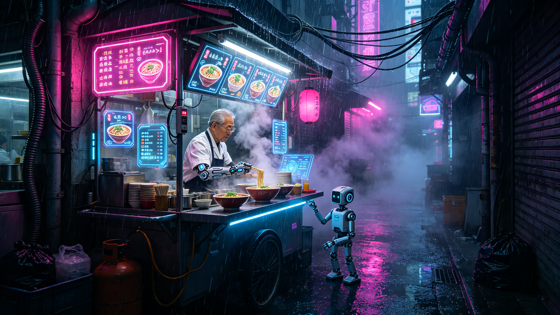 Cyberpunk Street Food Vendor