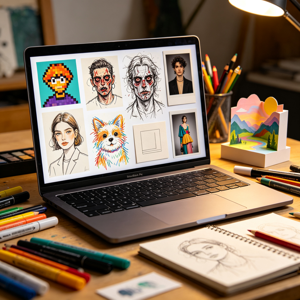 Punk Avatar — generate profile pictures, pet portraits, and surreal paper-art from 8 styles